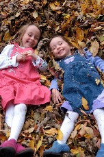 Girls in leaves